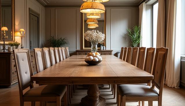 Elegant wooden dining set in a dining room