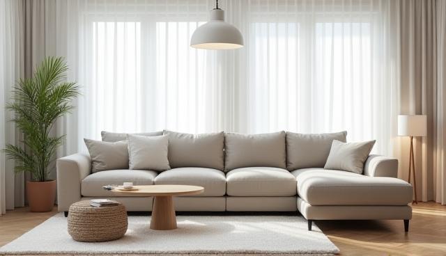 Modern modular sofa in a bright living room